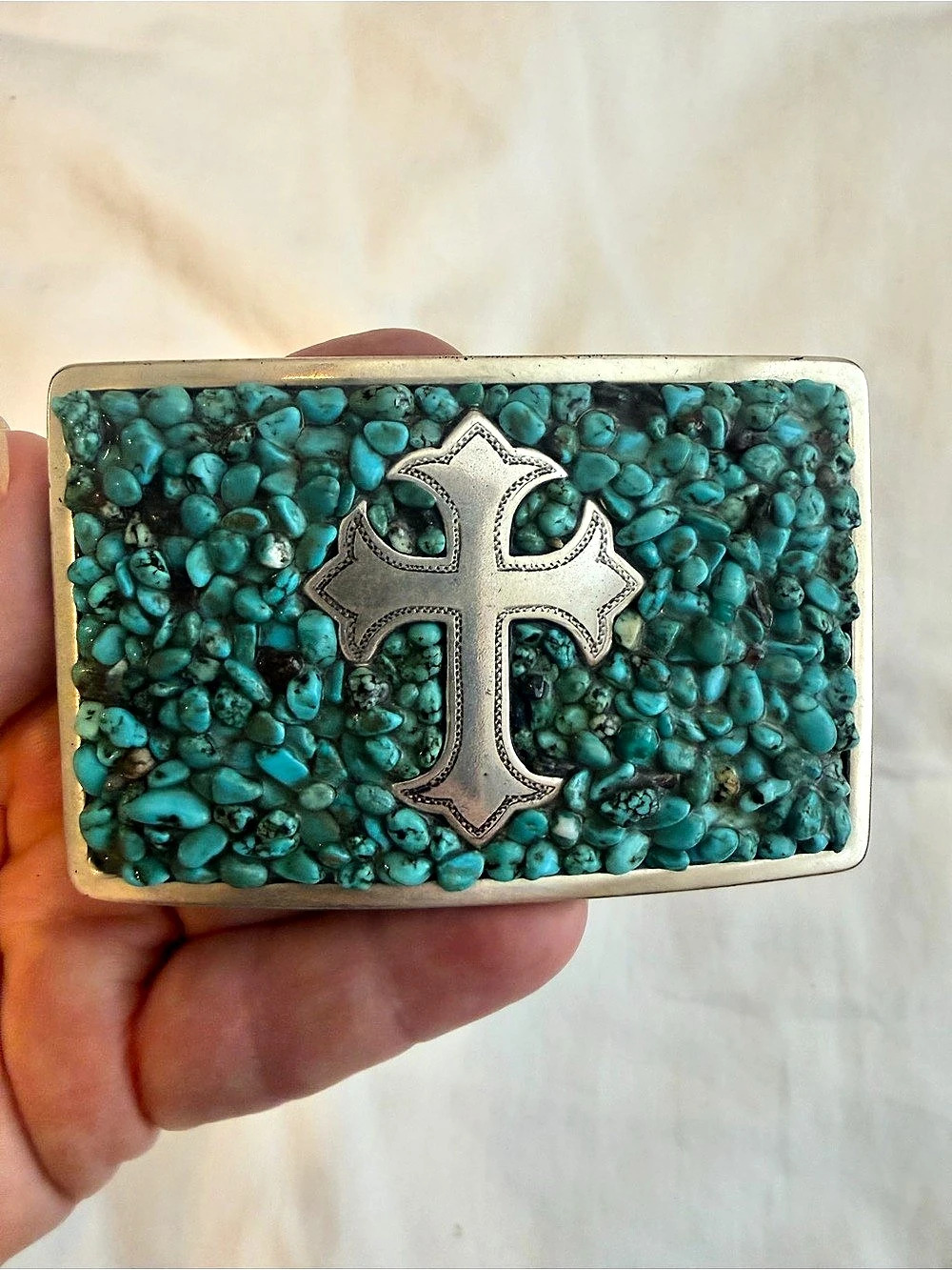 Nocona Turquoise Cross Belt Buckle